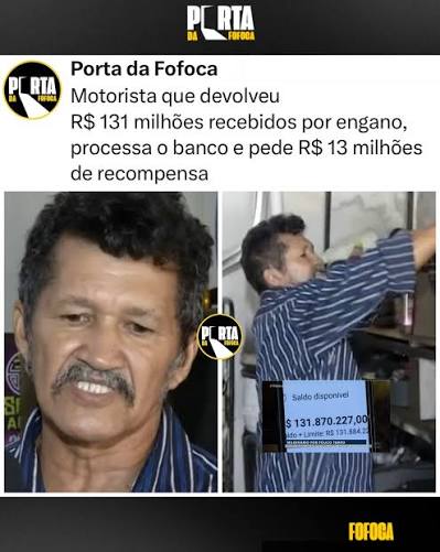 Antônio Pereira do Nascimento é morador de Palmas, no Tocantins, pai de quatro filhos e avô de 14 netos. Em 2023, ele percebeu uma grande quantia de dinheiro em sua conta e