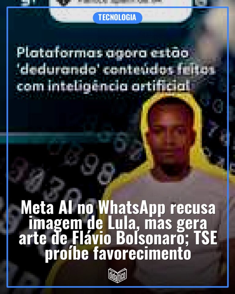 Meta AI no WhatsApp recusa imagem de Lula, mas gera arte de Flávio Bolsonaro; TSE proíbe favorecimento