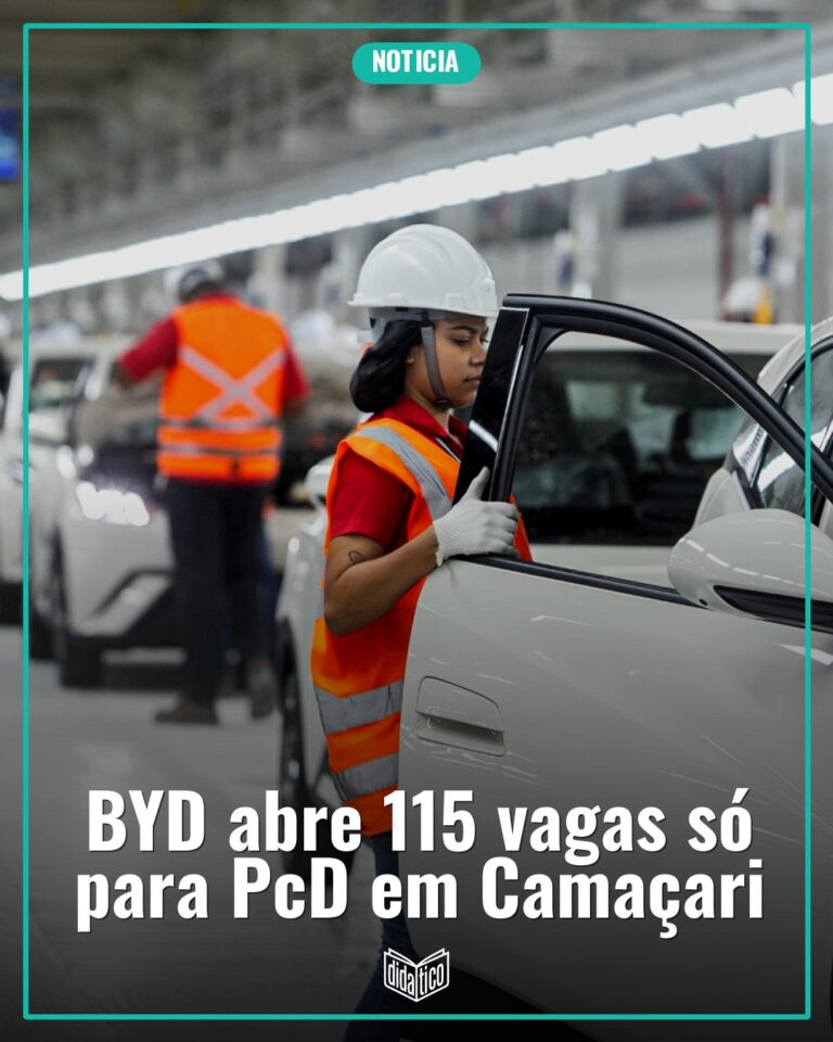 BYD faz seleção só para PcD em Camaçari com 115 vagas em cinco funções